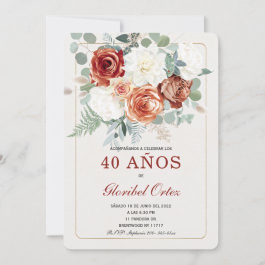 Invitation Modèles d'invitations d'anniversaire ESPAGNOLS rus (Devant)