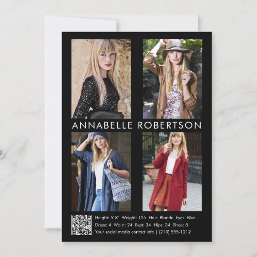 Invitation Modélisation moderne 5 modèle photo QR Code Comp C (Dos)