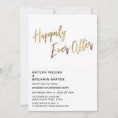 Invitation Moden Happily Ever After Réception Dorée (Devant)
