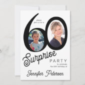 Invitation Modern 2 photo black and white 60th Birthday Party (Devant)