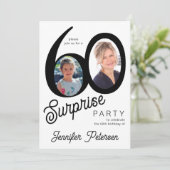 Invitation Modern 2 photo black and white 60th Birthday Party (Debout devant)