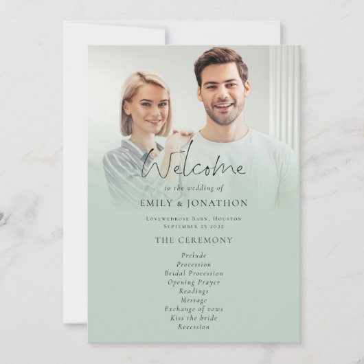 Invitation Modern 2 Photo Overlay Script Sage Wedding Program (Devant)