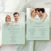 Invitation Modern 2 Photo Overlay Script Sage Wedding Program