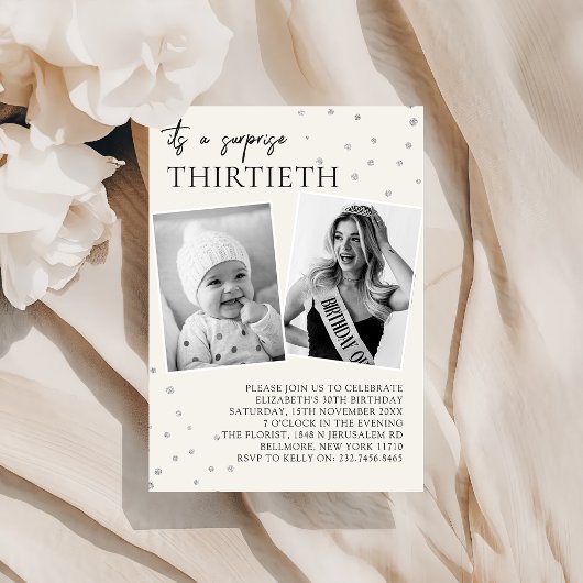 Invitation Modern 2 Photo Surprise 30e anniversaire Invitatio