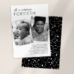 Invitation Modern 2 Photo Surprise 40e fête d'anniversaire<br><div class="desc">Célébrez quatre décennies d'entre vous grâce à nos invitations classiques et modernes à l'occasion de nos 40 ans. Montrez aux invités votre voyage avec une photo "maintenant & puis", et gardez-les dans la boucle avec des détails de fête élégamment présentés. De plus, un motif terrazzo surprenant au verso assure que...</div>