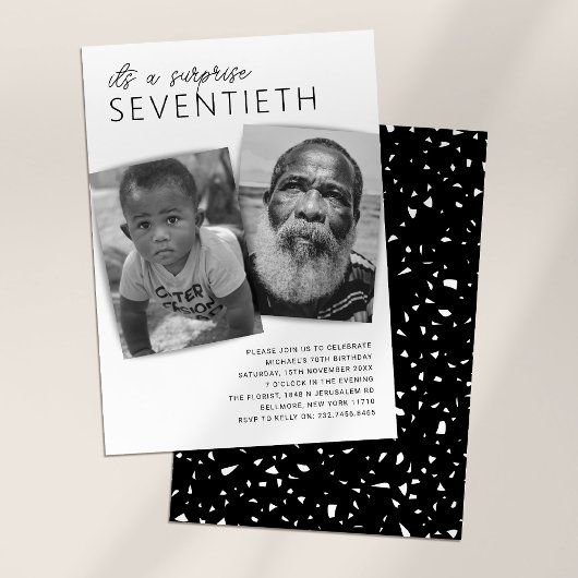 Invitation Modern 2 Photo Surprise 70e fête d'anniversaire