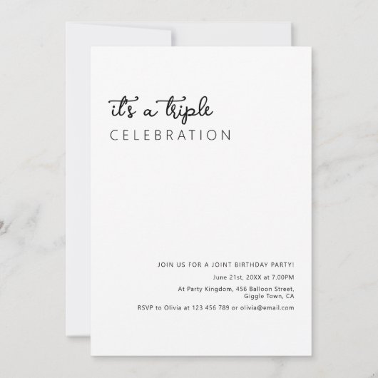 Invitation Modern 3 Photo Collage Jeu d'anniversaire conjoint (Dos)