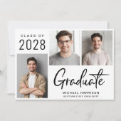 Invitation Modern 3 Photo Graduation Party (Devant)
