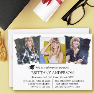 Invitation Modern 3 Photo Graduation Party