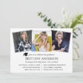 Invitation Modern 3 Photo Graduation Party (Debout devant)