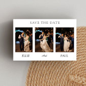 Invitation Modern 3-Photo Wedding Collage | Elegant Script