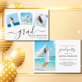 Invitation Modern 4 Photo Collage Script Graduation Party