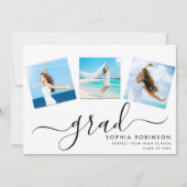 Invitation Modern 4 Photo Collage Script Graduation Party (Devant)