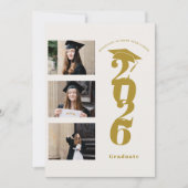 Invitation Modern 4 Photo Gold Class of '26 Graduation Party  (Devant)