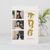 Invitation Modern 4 Photo Gold Class of '26 Graduation Party  (Debout devant)