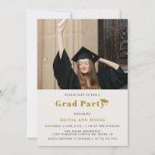 Invitation Modern 4 Photo Gold Class of '26 Graduation Party  (Dos)