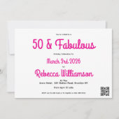 Invitation Modern 50 and Fabulous Pink 50th Birthday (Devant)