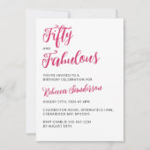 Invitation Modern 50 and Fabulous Pink 50th Birthday Party (Devant)