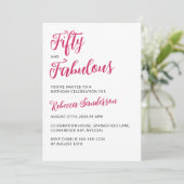 Invitation Modern 50 and Fabulous Pink 50th Birthday Party (Debout devant)