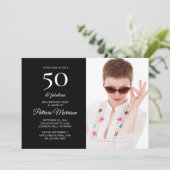 Invitation Modern 50 et Fabulous Black Photo Anniversaire (Debout devant)