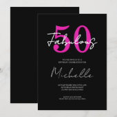 Invitation Modern 50th Birthday 50 and Fabulous Party (Devant / Derrière)