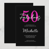 Invitation Modern 50th Birthday 50 and Fabulous Party (Devant / Derrière)
