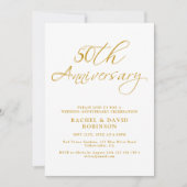 Invitation Modern 50th Wedding Anniversary Gold Script Photo (Devant)