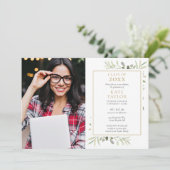 Invitation Modern 5 Photo Collage Green Graduation Party (Debout devant)