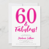 Invitation Modern 60 and Fabulous Pink 60th Birthday Party (Devant)