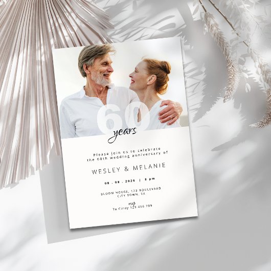 Invitation Modern 60th Wedding Anniversary with Photo
