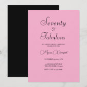 Invitation Modern 70 and Fabulous Pink 70th Birthday Party (Devant / Derrière)