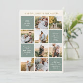 Invitation Modern 9 Photo Collage Sage Green Bridal Shower (Debout devant)