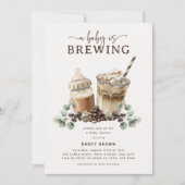 Invitation Modern 'a Baby is Brewing' Coffee Baby Shower (Devant)