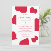 Invitation Modern A Little Sweetheart Valentine Baby Shower (Debout devant)