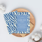 Invitation Modern abstract Blue & Cream Pattern graduation