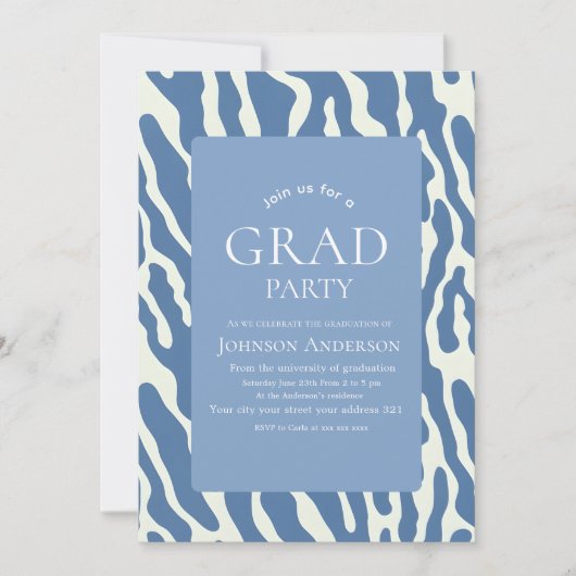 Invitation Modern abstract Blue & Cream Pattern graduation (Devant)