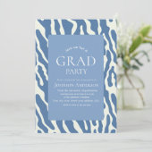 Invitation Modern abstract Blue & Cream Pattern graduation (Debout devant)