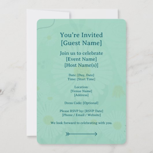 Invitation Modern Abstract Botanical Seaside Daisy (Dos)