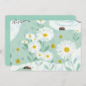 Invitation Modern Abstract Botanical Seaside Daisy (Devant / Derrière)