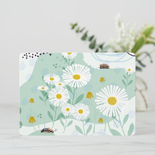 Invitation Modern Abstract Botanical Seaside Daisy (Debout devant)
