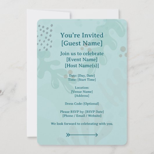Invitation Modern Abstract Botanical Yellow Billy Button (Dos)