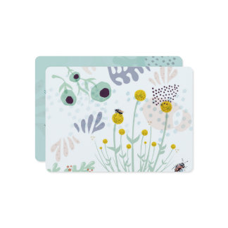 Invitation Modern Abstract Botanical Yellow Billy Button