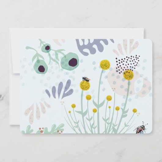 Invitation Modern Abstract Botanical Yellow Billy Button (Devant)