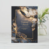 Invitation Modern Abstract Dark Navy Gilded Geode Wedding (Debout devant)