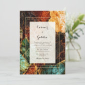 Invitation Modern Abstract Teal Rust Agate Geode Wedding (Debout devant)