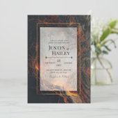 Invitation Modern Abstract Volcanic Magma Gilded Wedding (Debout devant)