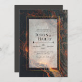 Invitation Modern Abstract Volcanic Magma Gilded Wedding (Devant / Derrière)
