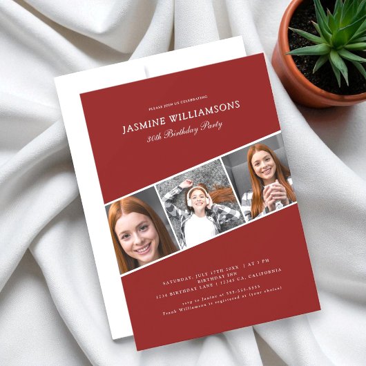 Invitation Modern adult photo collage birthday party