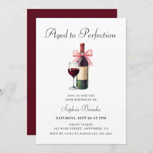 Invitation Modern Aged To Perfection 50th Birthday Party (Devant / Derrière)