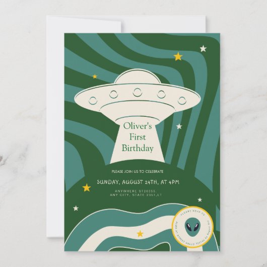 Invitation Modern alien 1st birthday  (Devant)